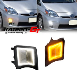 Smoked Lens Switchback Amber & White LED Car Front Bumper Turn Signal Lights w/ DRL Driving Lights For 2010 2011 Toyota Prius