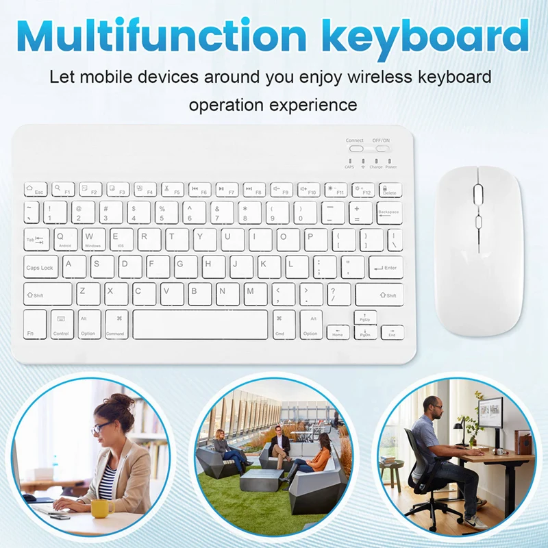 Juego de teclado y ratón inalámbricos Bluetooth silenciosos ultrafinos adecuados para teclado Bluetooth de tableta y portátil
