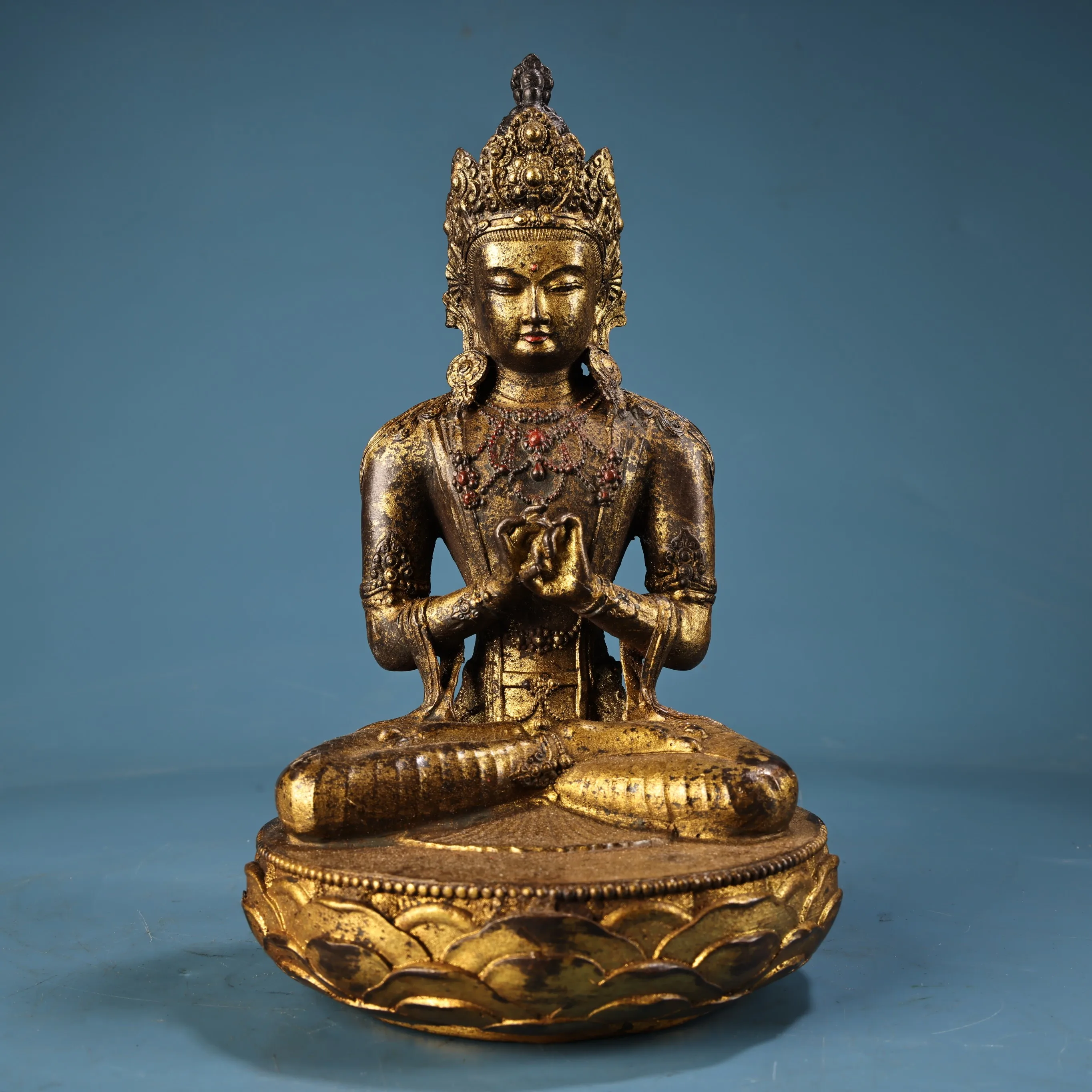 Old Bronze Gilded Cinnabar High Relief Northern Wei Buddha Future Buddha Maitreya Bodhisattva Sitting Buddha Amitabha Buddha Lot