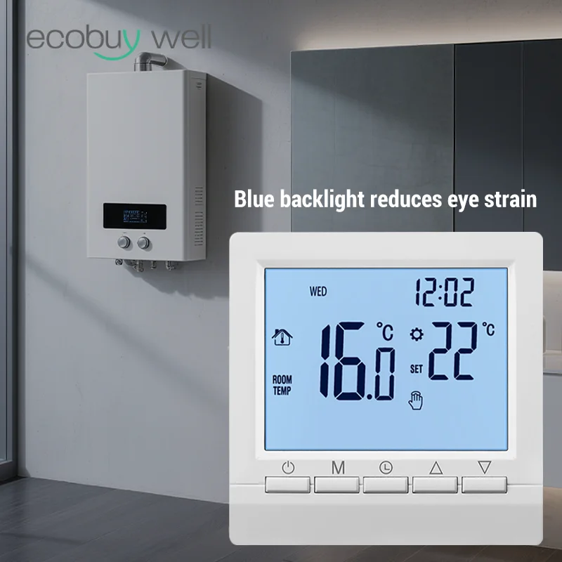 Thermostat de chauffage numérique chaudière à gaz Thermostat de chauffage à piles Thermostat de chaudière de pièce régulateur de température numérique