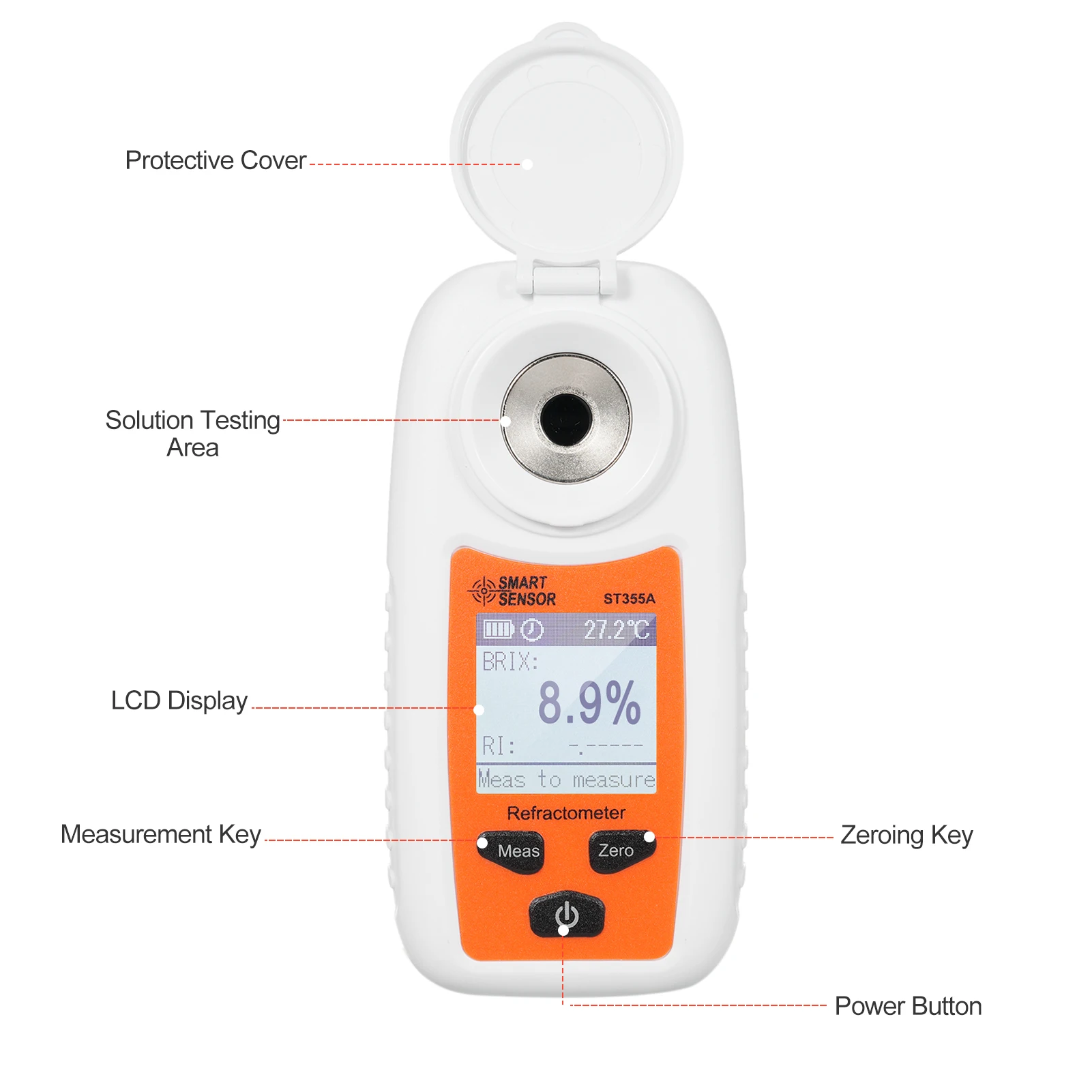 ST355A LCD cyfrowy refraktometr 0-55% Brix przenośny refraktometr miodu ATC Tester procent cukru detektor stężenia cukru