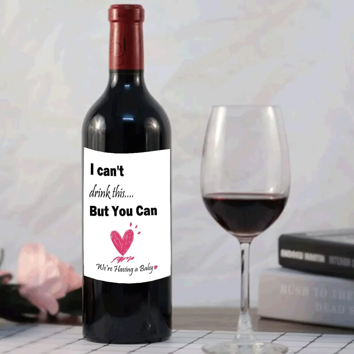 3.75*4.75inch I Can\'t Drink This But You Can Announcement Wine Labels Pregnancy Reveal Wine Bottle Label 10pcs