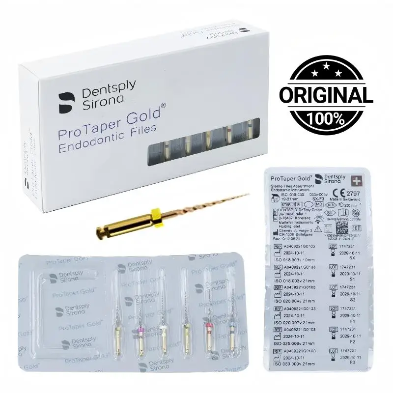

Dentsply Sirona ProTaper Gold Rotary NiTi Endodontic Files Shaping&Finishing System Heat-Treated Gold Technology 21mm 25mm 31mm