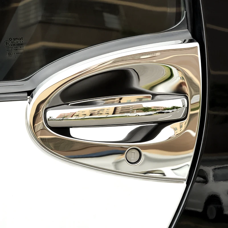 Car Door Handle Bowl Scratch Protective Cover 304 Stainless Steel Chrome Trim Sticker Auto Accessories For Smart 451 Fortwo