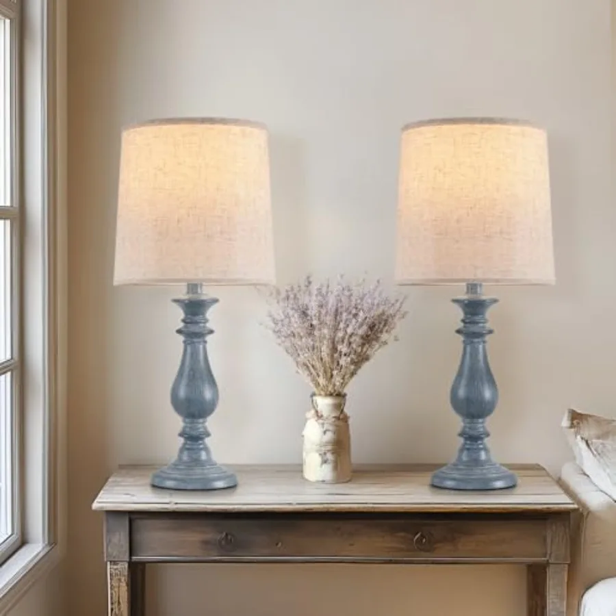 

Набор из 2 винтажных настольных ламп в стиле рустик для прикроватной тумбочки, для чтения, для спальни, для гостиной, для чайного столика, настольный светильник