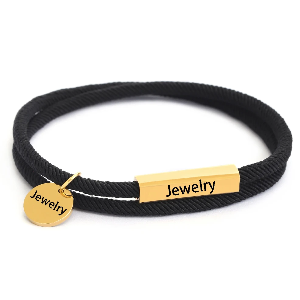 

Personalized Laser Engraved Name Bracelet For Men Women Magnetic clasp Stacked DIY Custom Jewelry Unique BirthdayCommemorateGift