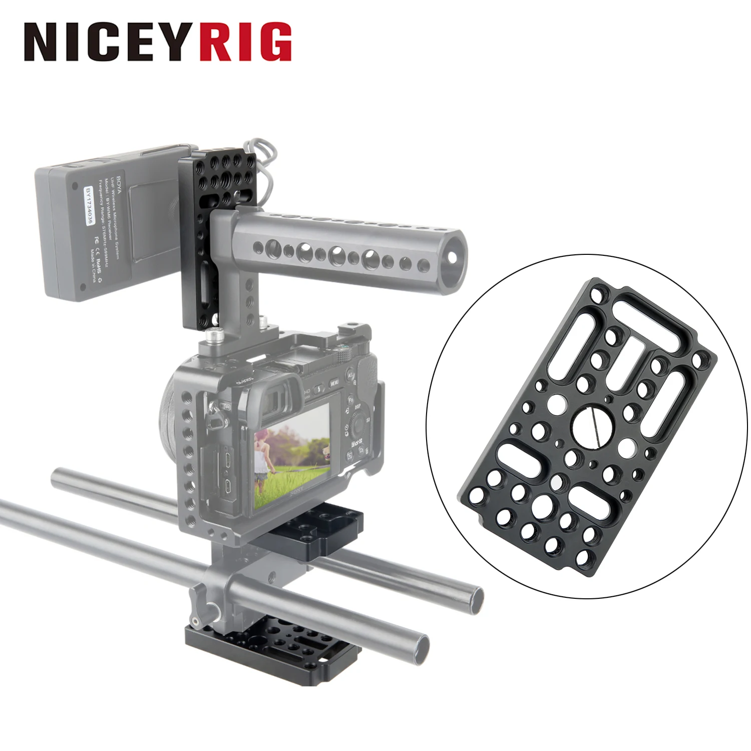 

NICEYRIG Camera Cheese Plate Switching Easy Plate Applicable for Railblocks, Dovetails, Short Rods