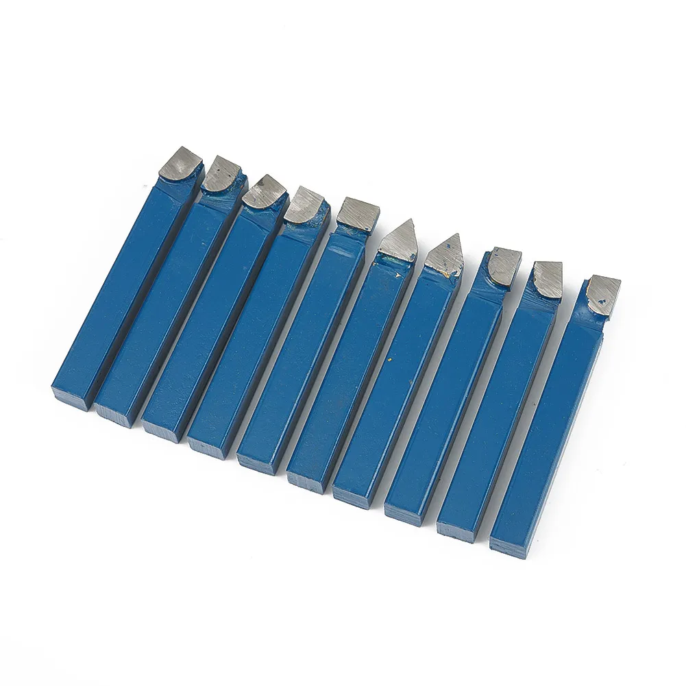 10pcs 1/4 Inch Lathe Cutter Bit Set C6 Tipped Tools For CNC And Manual Lathes High Wear Resistance Fast Cutting Performance