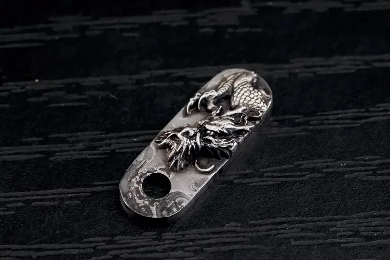 Hand Made Silver LOONG/Dragon Stainles Steel Filler Tab for Hinderer Knives