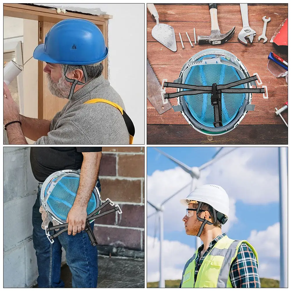 

2Pcs Safety Chin Strap H Shape Hard Hat Chin Support Adjustable Universal Retention Strap for Work