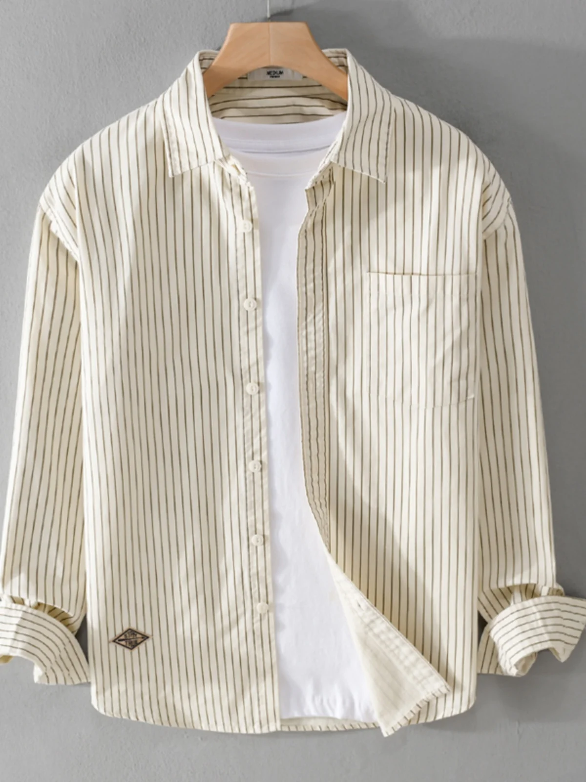 

Casual Striped Long Sve Men's irt Artistic Spring Autumn Summer Faionable Polyester Fiber Youth ular Daily Wear