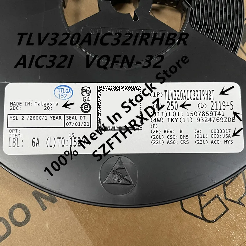 100% NEW ORIGINAL TLV320AIC32IRHBR VQFN-32 AIC32I VQFN32 LOW POWER STEREO AUDIO CODEC FOR PORTABLE AUDIO/TELEPHONY