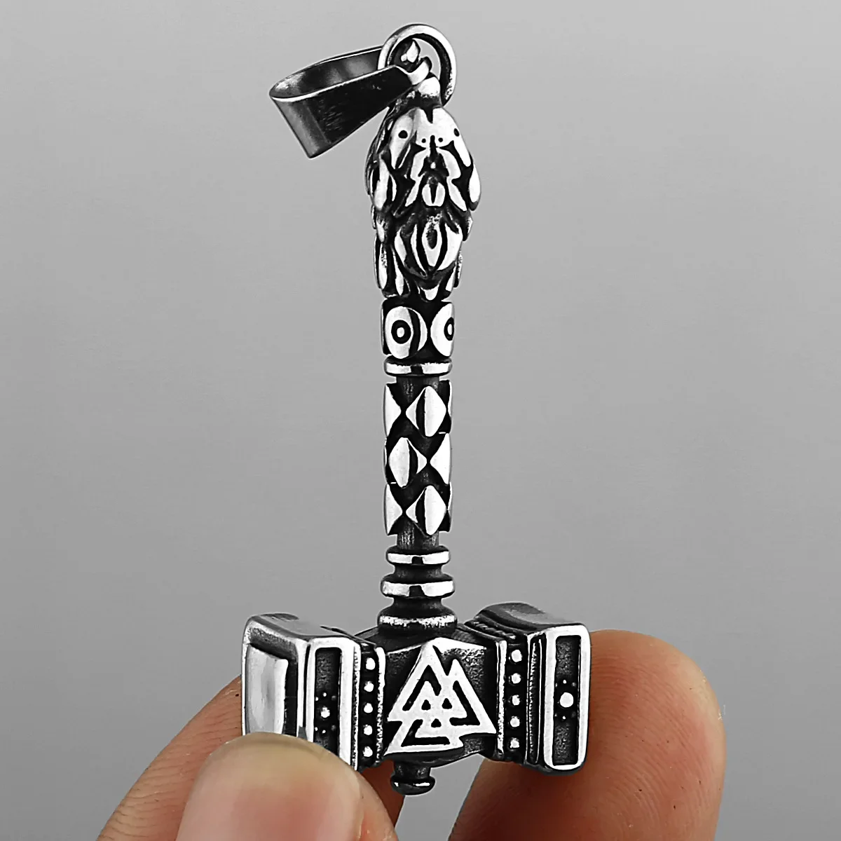 Viking Thunder Hammer Rune European and American Trend Pendant Men's Personalized Hip Hop Pendant Necklace Jewelry
