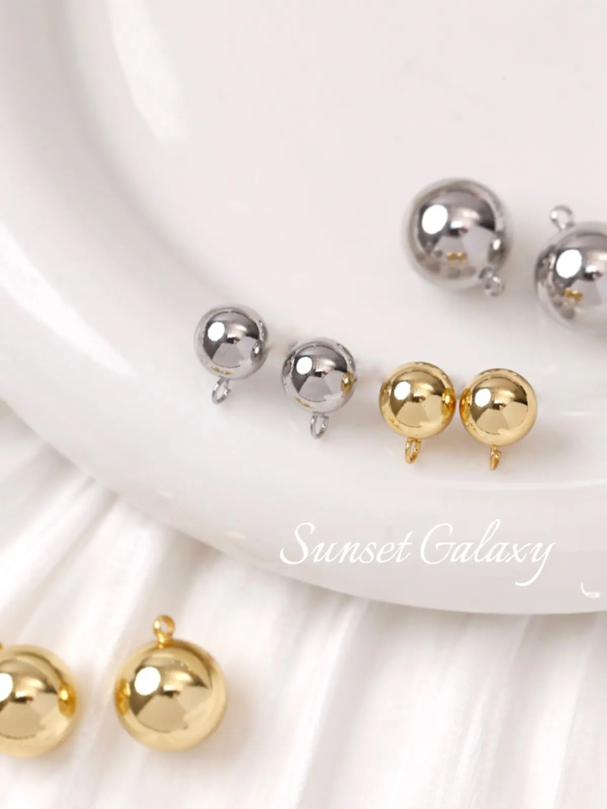 18K Gold Plated Loops, Strap Rings And Bead Earrings Pendants, DIY Materials For Ear Jewelry Making