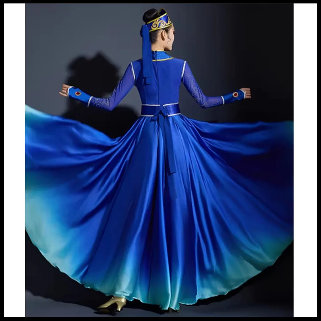 Adult Ethnic Minority Clothing Performance Costume, Flowing Big Skirt, Art Exam Performance Costume