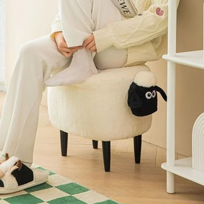 

Multifunctional Living Room Ottomans Cartoon Sheep Styling Portable Small Chair Hallway Shoe Changing Stools Children Footrest