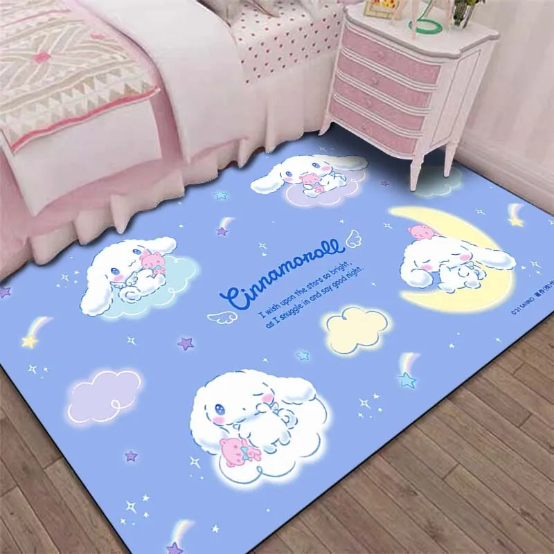 Kawaii Sanrio Cinnamoroll Printing Carpet for Girls Room Living Room Bedroom Home Decor Area Rug Non-slip Mat Pink Room Decor