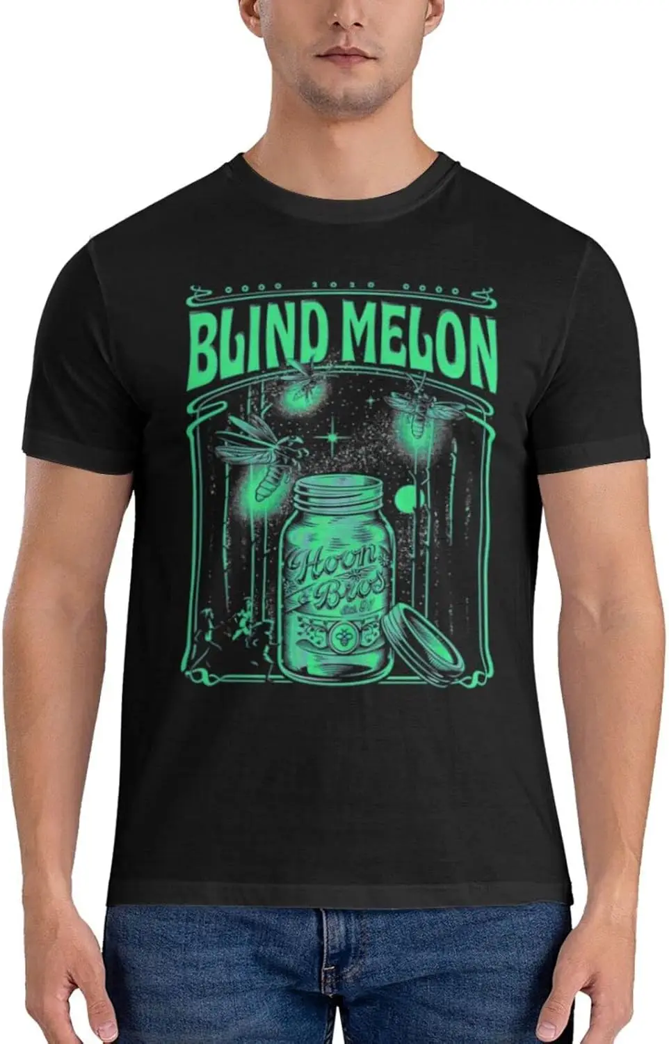 Rock Band Blind Music Theme Melon Men's T Shirt Cotton Graphic Short Sleeve Tees Shirt Xx-Black