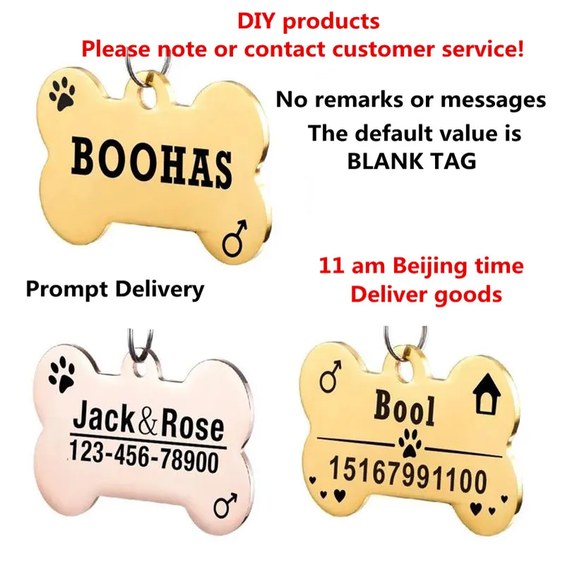 

Pet Name Tags for Kitten and Puppy, Collar ID Tags for Collars, Bone Shape, Personalized Dog ID Accessories