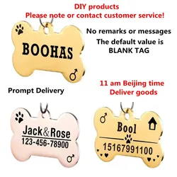 Pet Name Tags for Kitten and Puppy, Collar ID Tags for Collars, Bone Shape, Personalized Dog ID Accessories