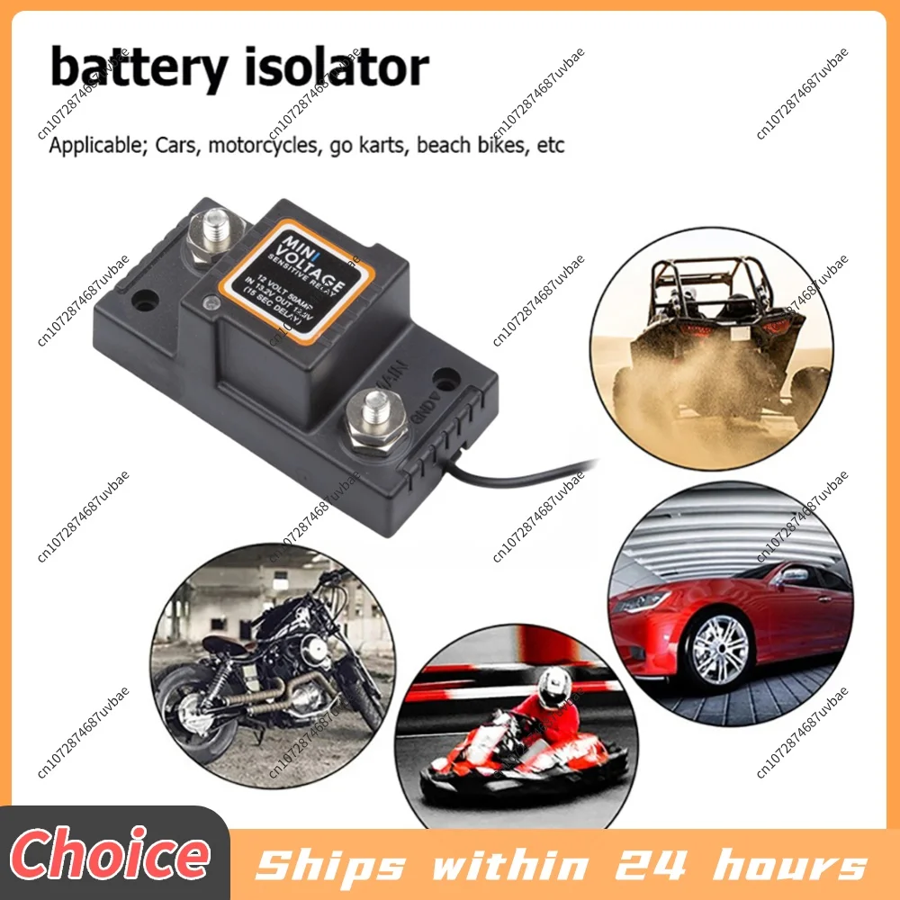 Car Motorcycle VSR Waterproof Voltage Sensitive Relay 12V 50A Dual Battery Smart Isolator for Car ATV UTV Boats RV Truck