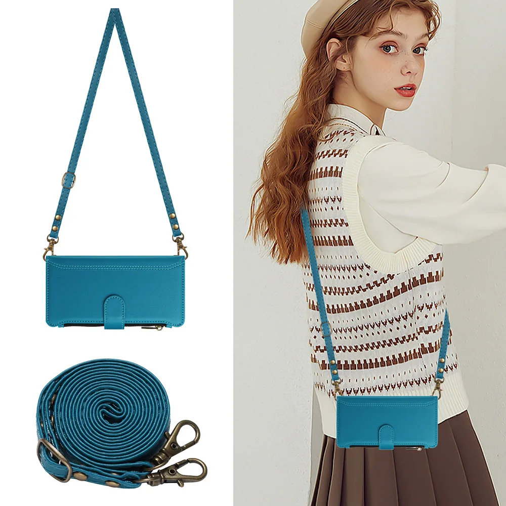 

Card Wallet Phone Cover For ZTE Nubia Focus 2 Ultra V80 Vita P9 Pro A76 A75 A73 A56 A55 Leather Case Wrist Strap Crossbody Shell