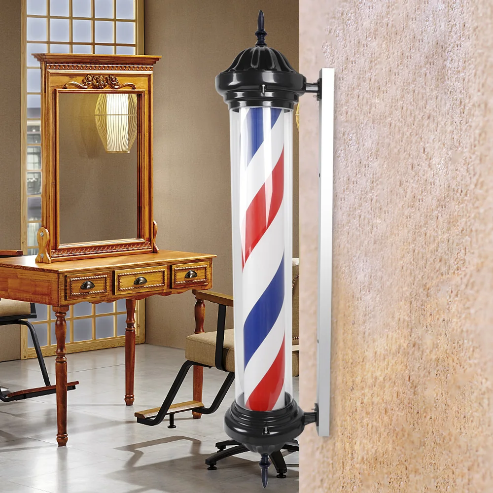 

Barber light, rotating red, blue, white design, aluminum and iron, 105° beam angle, efficient lighting for salons, easy to clean