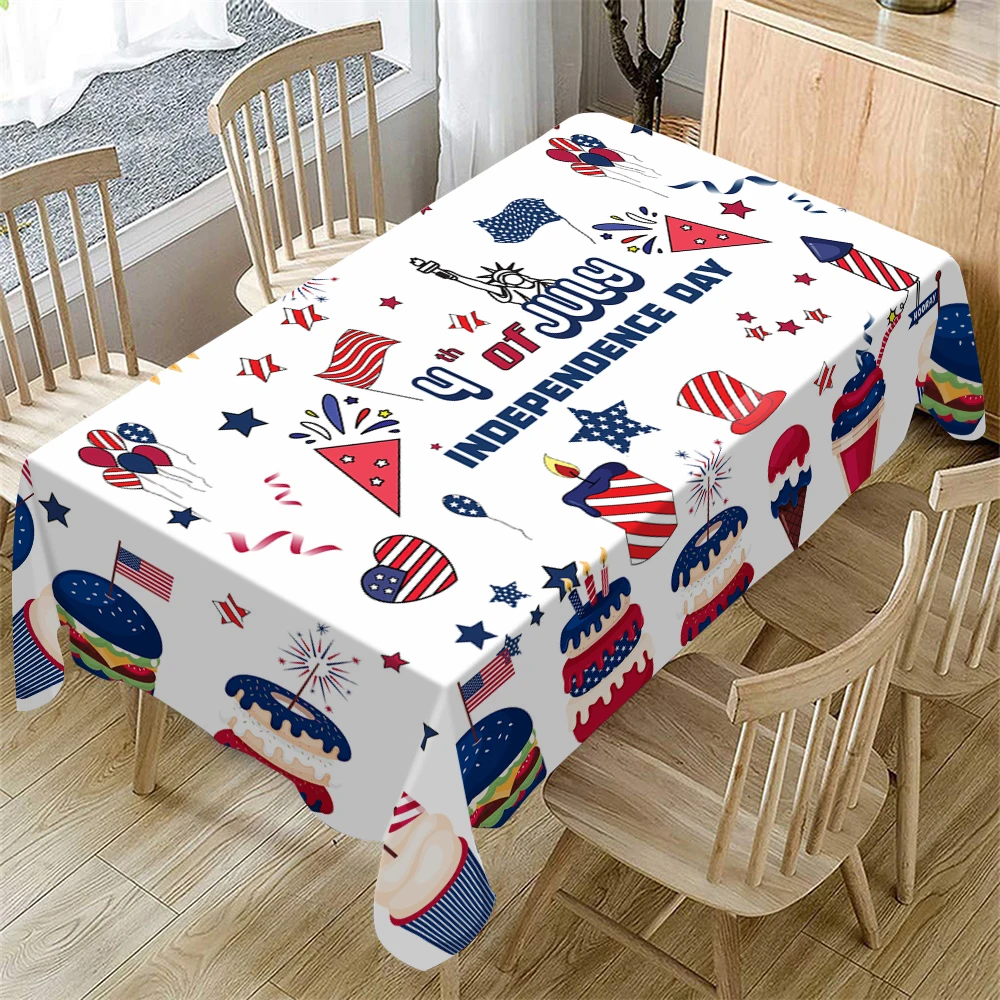 Independence Day Rectangle Tablecloth Tablecloth For Kitchen Dining Table Home Holiday Party Picnics & Dinners Decor
