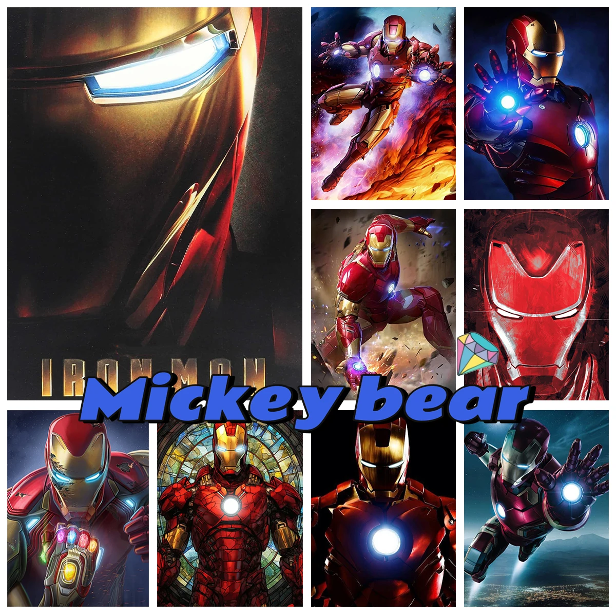 

I-Iron Man DIY Diamond Painting Superhero Mural 5D Diamond Embroidery Cross Stitch Fun Handmade Children's Gift Home Decoration