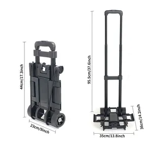 2 ROUNDS FOLDING HAND TRUCK Small Black Light portable cart telescopic dolly backpack baggage travel in motion shopping Main Main Sales Travel Trailer - №1