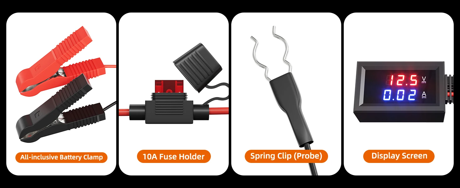 Parasitärer Batterieverbrauchstester, Auto-Batterie-Leckagedetektor mit Sicherung, sicherer Stromleckfinder ohne Trennung, Diagnosetool – Detail 3