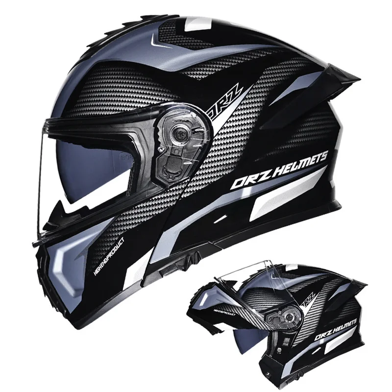 Double Visor Full Face Helmet DOT Approved Men Women Flip Up Motocross Helmet Modular Scooter Cruiser Moped Unisex