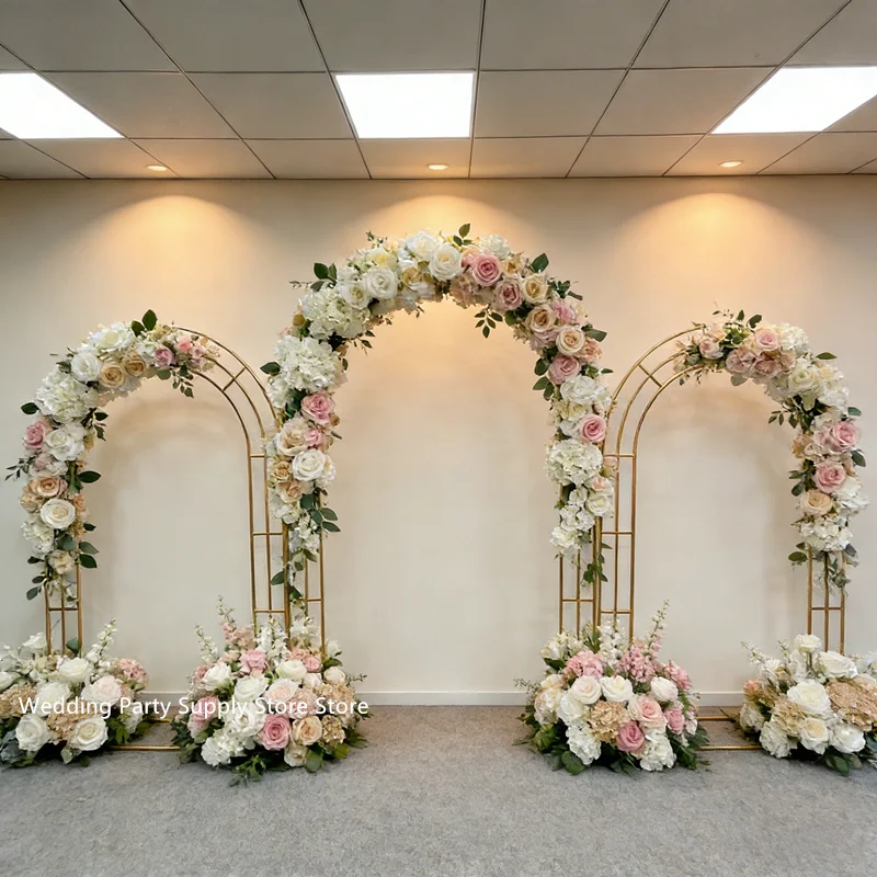 

Wedding Party Supply Store Store，Shiny Gold，Rustproof Backdrop for Christmas Party, Floral Balloon Outdoor Stage Decor