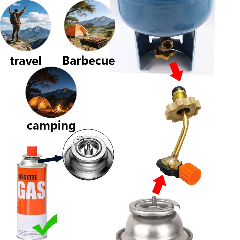 1 piece cassette gas tank inflation valve joint adapter, leak-proof adapter filling pipe adapter suitable for cassette gas cylin