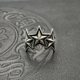 

S925 sterling silver retro old three-star ring five-pointed star men's medieval niche high-end sense does not fade
