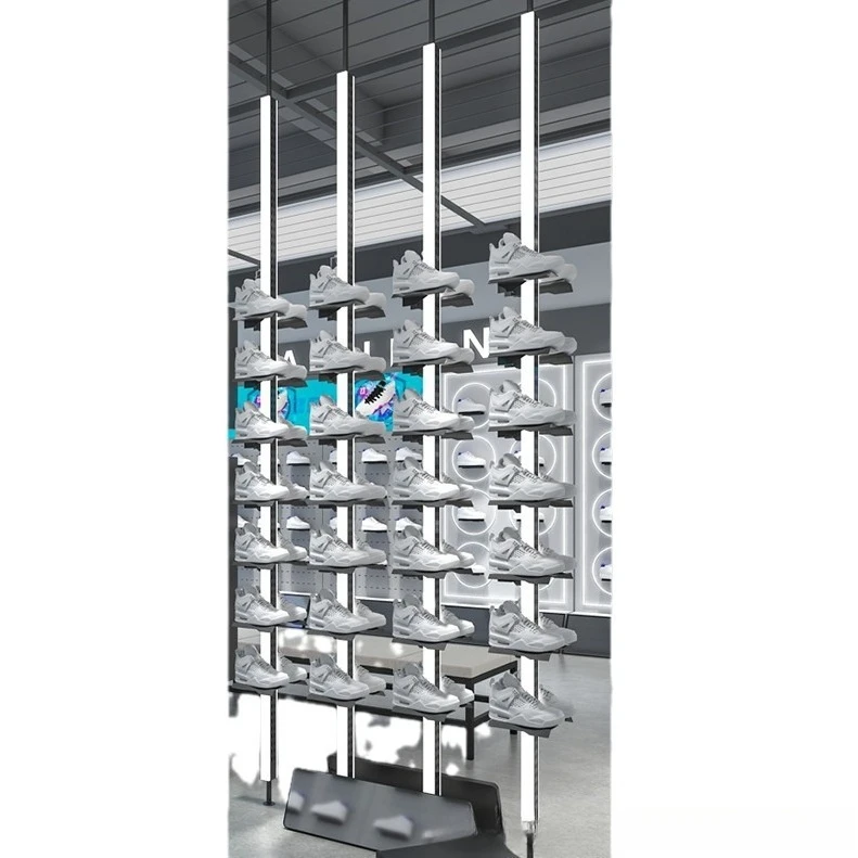 

Shoe store, shoe rack, display, with light, men s clothing store, LED on the wall