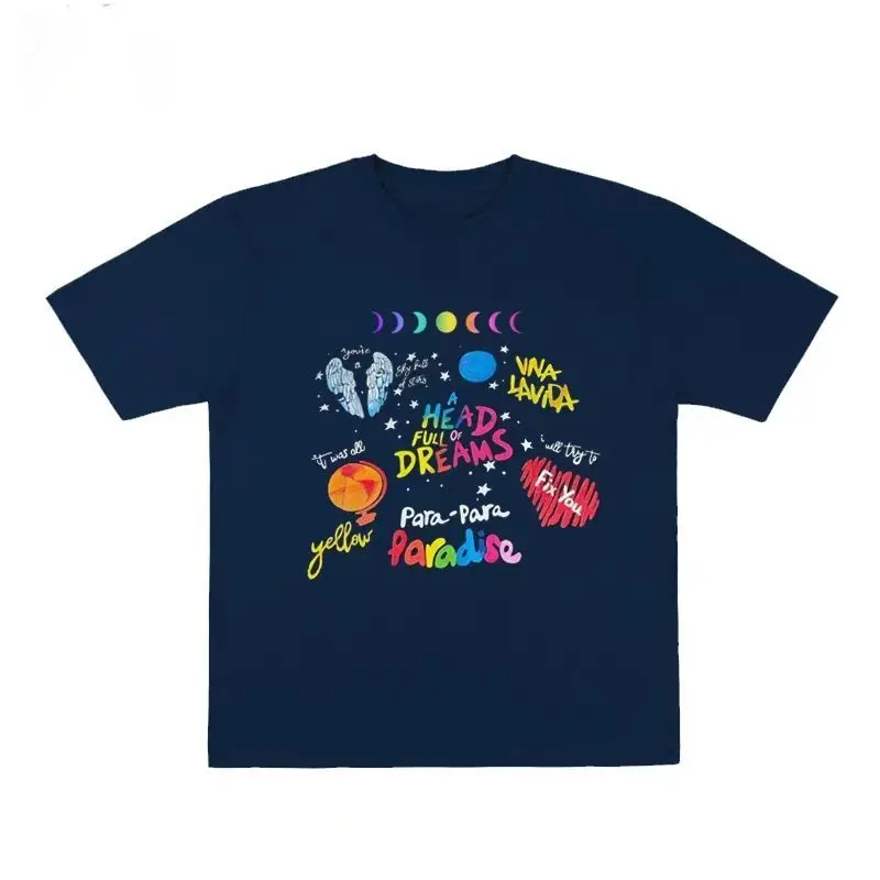 Camiseta COLDPLAY con Diseño Estampado, Estilo Holgado y Retro, Estilo Vintage para Hombre y Mujer, Hecha de Algodón Puro