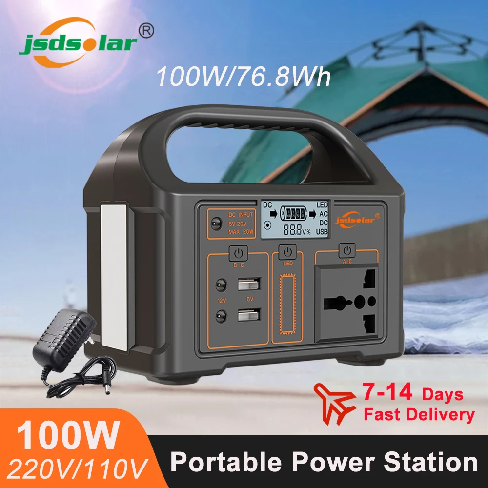 100W 24000mAh LiFePO4 Portable Power Station Mobile Power Supply Solar Generator 220V/110V Charging Station EU/US/UK for Camping