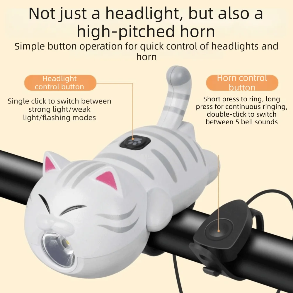USB Rechargeable Bicycle Headlight Waterproof Bright LED LED Flashlight Super Bright Cartoon Cat Shape Cycling Light Cycling