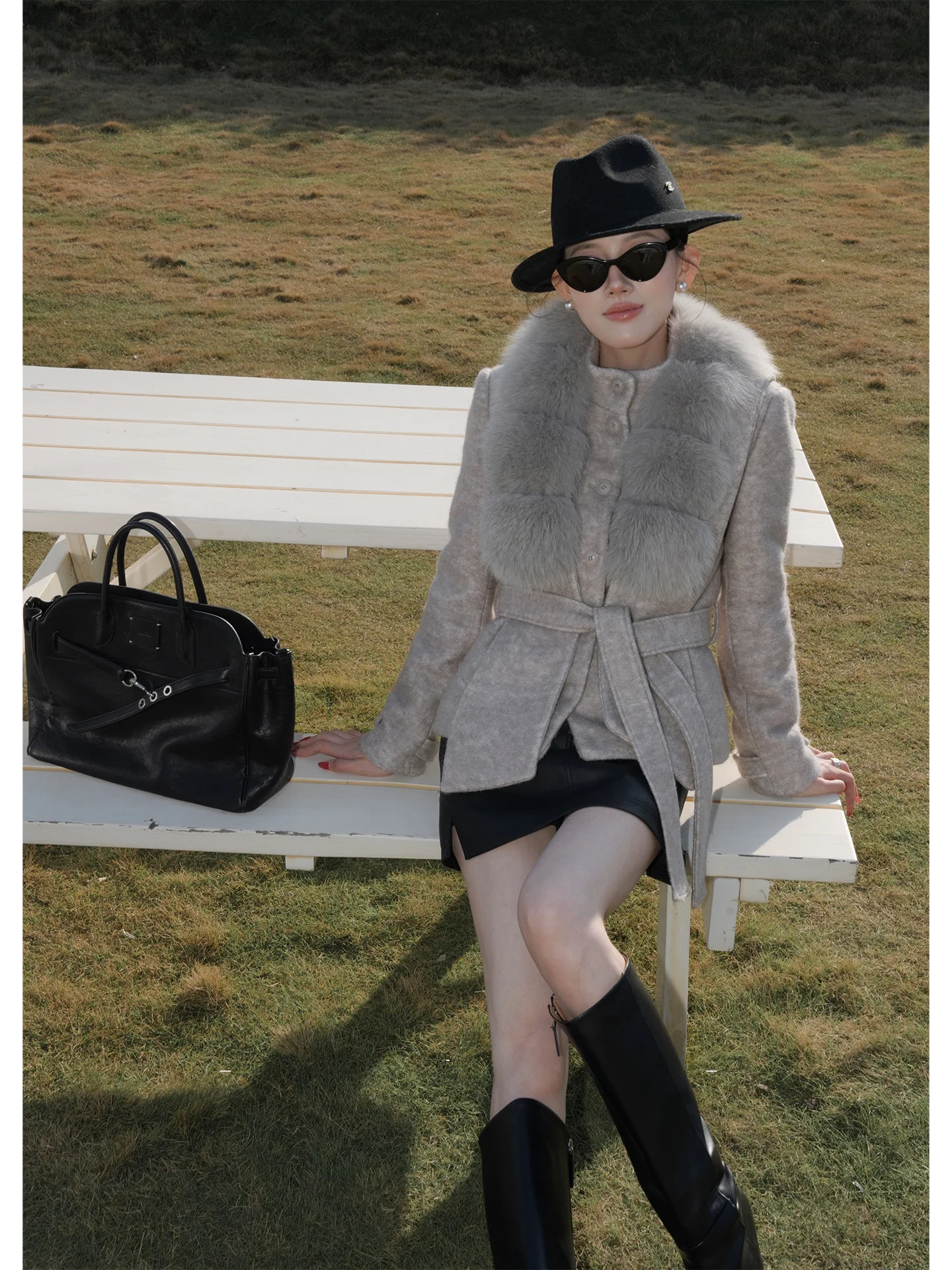 

Шерстяное пуховое пальто с меховым воротником и юбкой, длинный рукав, гарантия тепла для зимнего сезона