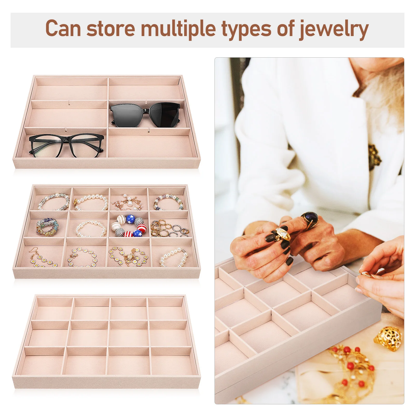 

2pcs Tray Tray Display For Stand Drawer Ring Storage Organizer Jewelry Ring Jewelry Organizer Holder Holder Case