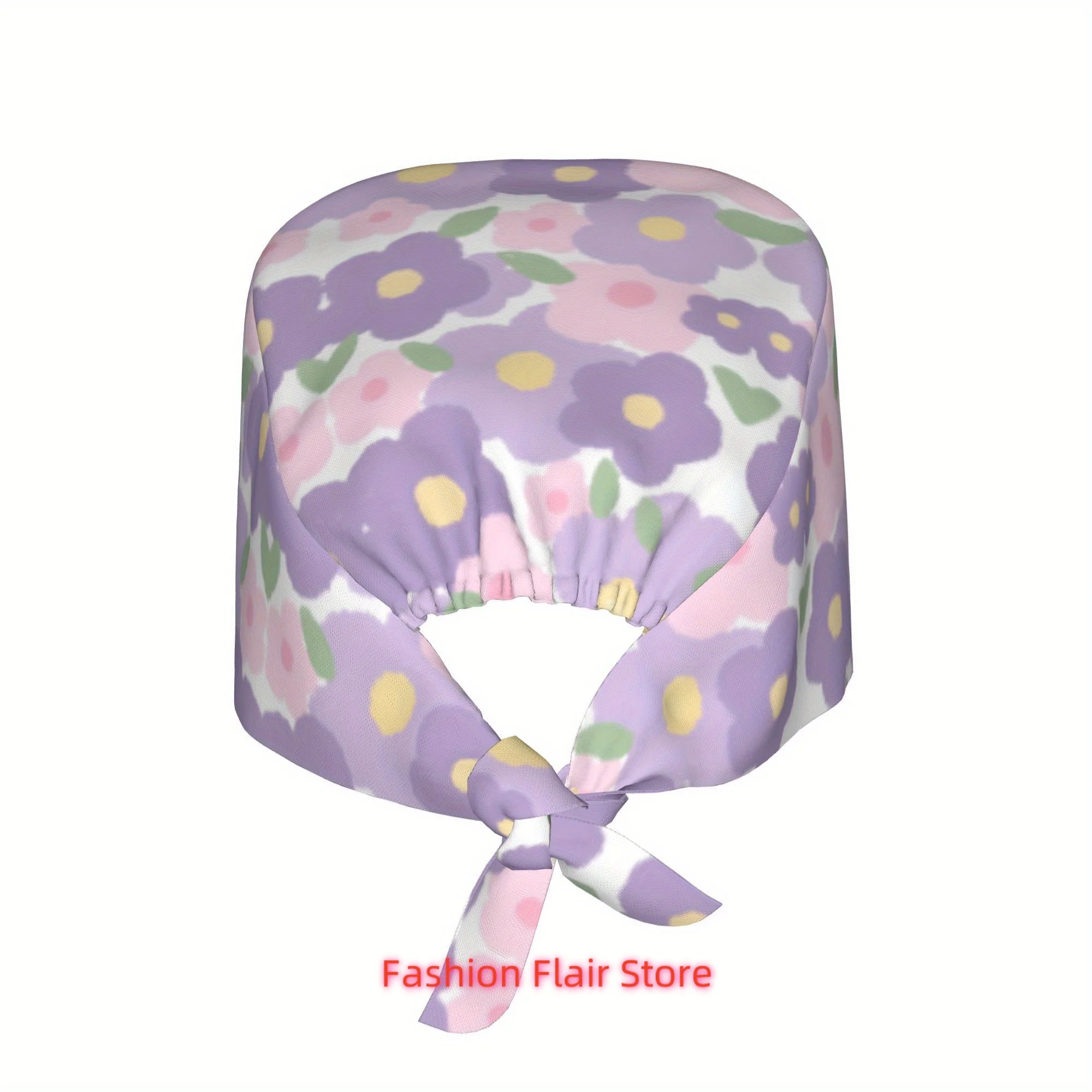 1pc, Tropical Plants And Flowers Printed Work Hat, Fashionable Men'S And Women'S Headscarf, Lightweight And Adjustable Back-Tie