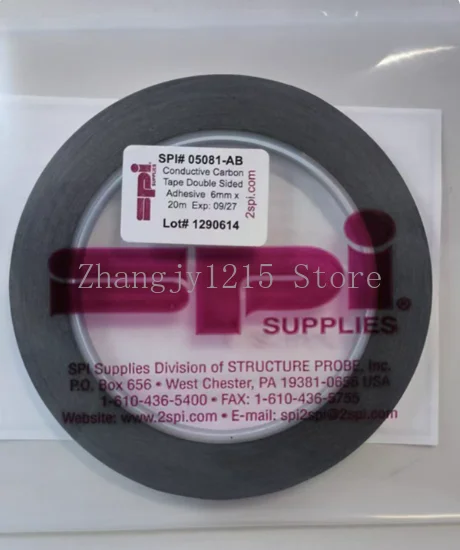 SPI Double-sided Carbon Conductive Tape Bonding Products Special for SEM 6 / 8 / 12 / 25 / 50mm * 20m