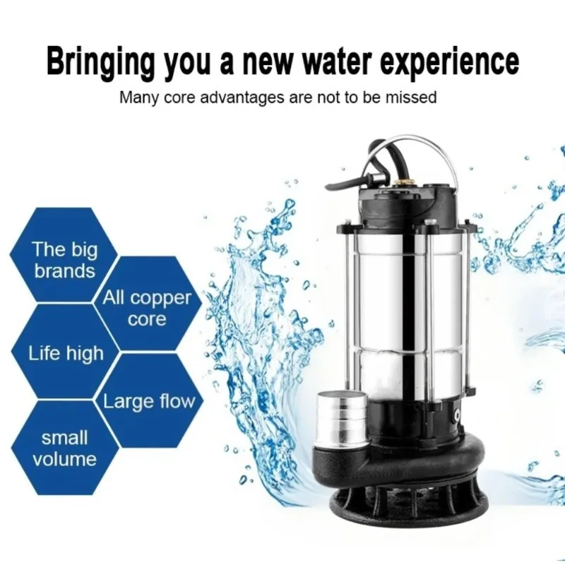 Stainless Steel Mini Submersible Clean Water Pump, High Head Water Pump for Household & Farm Irrigation, 110V/220V Optional