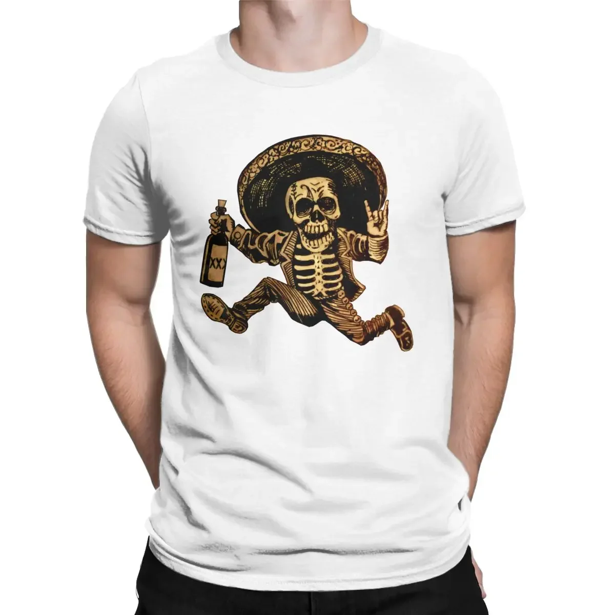 Men Day of The Dead Posada T Shirts Mexican Folk Art Sugar Skull  Clothing Short Sleeve Round Neck Tees Casual Streetwear Tops