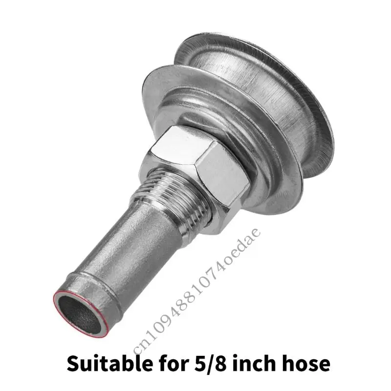 Threaded Marine Vent Outlet with 5/8 In Hose 316 Stainless Steel Body, Gasket and Locknut for Boat Hardware Replacement