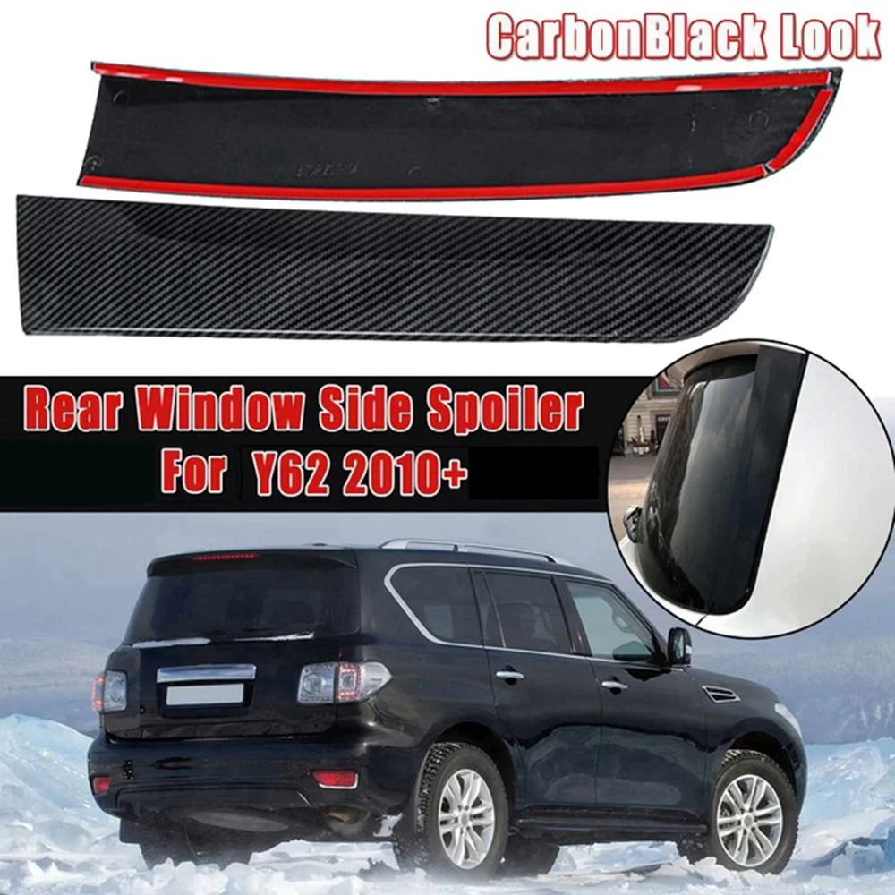 ABS Carbon Fiber Vertical Rear Window Side Spoiler Wing for Nissan Patrol Y62 2010 2011+ Rear Triple-cornered Cover