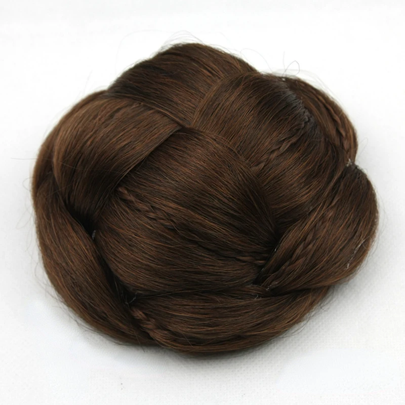 Big Size Synthetic Hairpieces Braided Brown Fake Hair Buns Cover Scrunchies Hair Cover for Cover