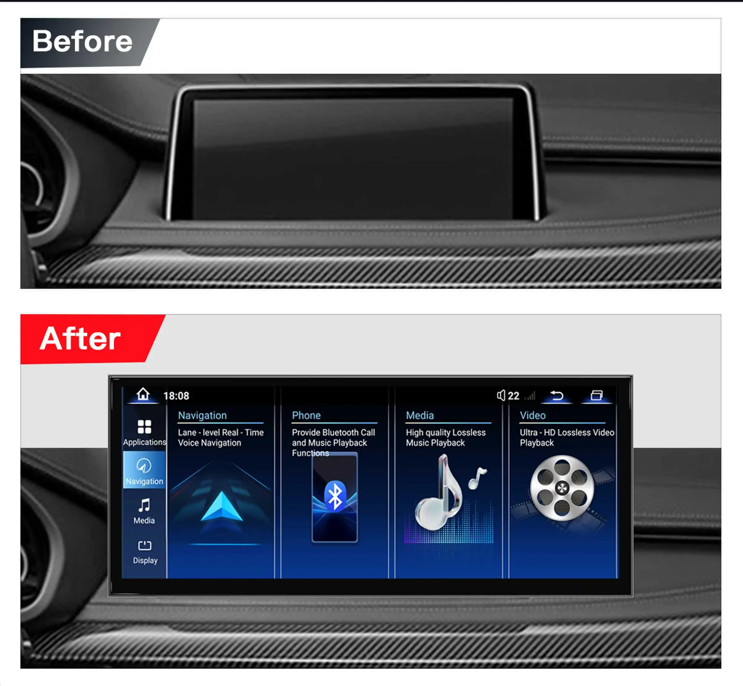 15.8 بوصة 1920x720 لينكس CarPlay اللاسلكية لسيارات BMW X5 F15 X6 F16 2014 2017 NBT EVO راديو GPS شاشة الوسائط المتعددة صوت ستيريو