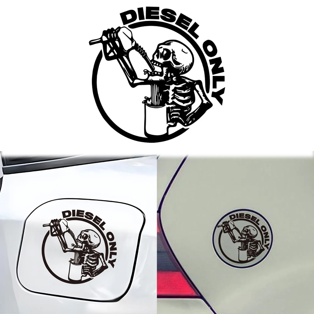

Diesel Only Skull for Car Sticker Decoration Fuel Tank Cap Roundness Outdoor Sticker External Accessories Waterproof Vinyl Decal